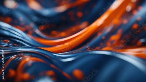 Abstract background with smooth lines in blue and orange colors on white. photo