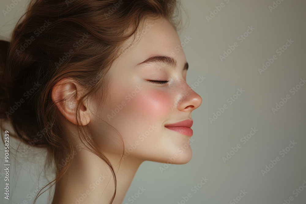 A close up of a girl's face with her eyes closed A close up of a girl's face with her eyes closed