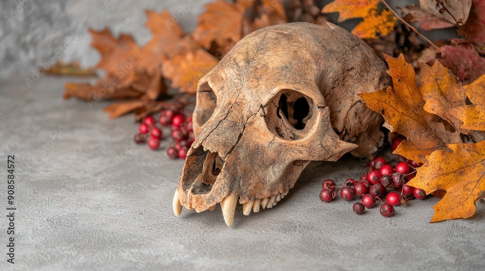 Autumn skull and berries Autumn skull and berries