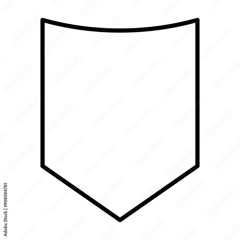 Shield Emblem And Badge black outline vector icon. Flat contour line pictogram Shield Emblem And Badge black outline vector icon. Flat contour line pictogram