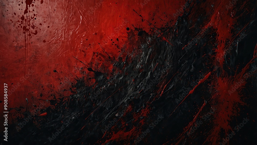 Abstract red and black textured background with dynamic brush strokes and splashes, creating a bold and intense visual impact with a sense of movement and energy. red grunge wall texture, halloween Abstract red and black textured background with dynamic brush strokes and splashes, creating a bold and intense visual impact with a sense of movement and energy. red grunge wall texture, halloween