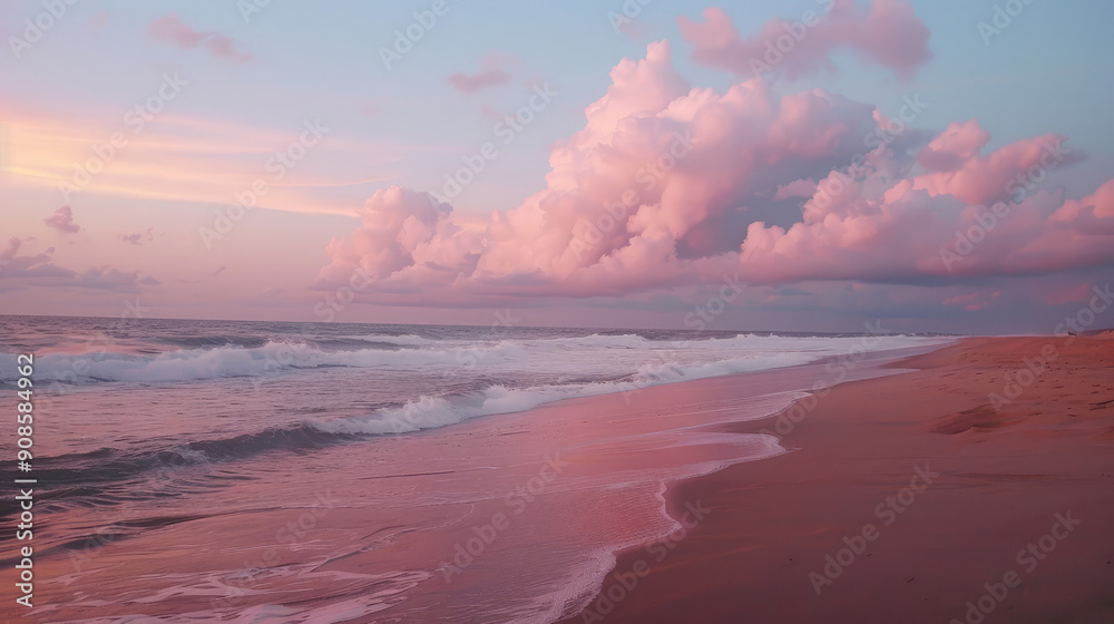 Fototapeta premium Pink Sunset Over the Ocean