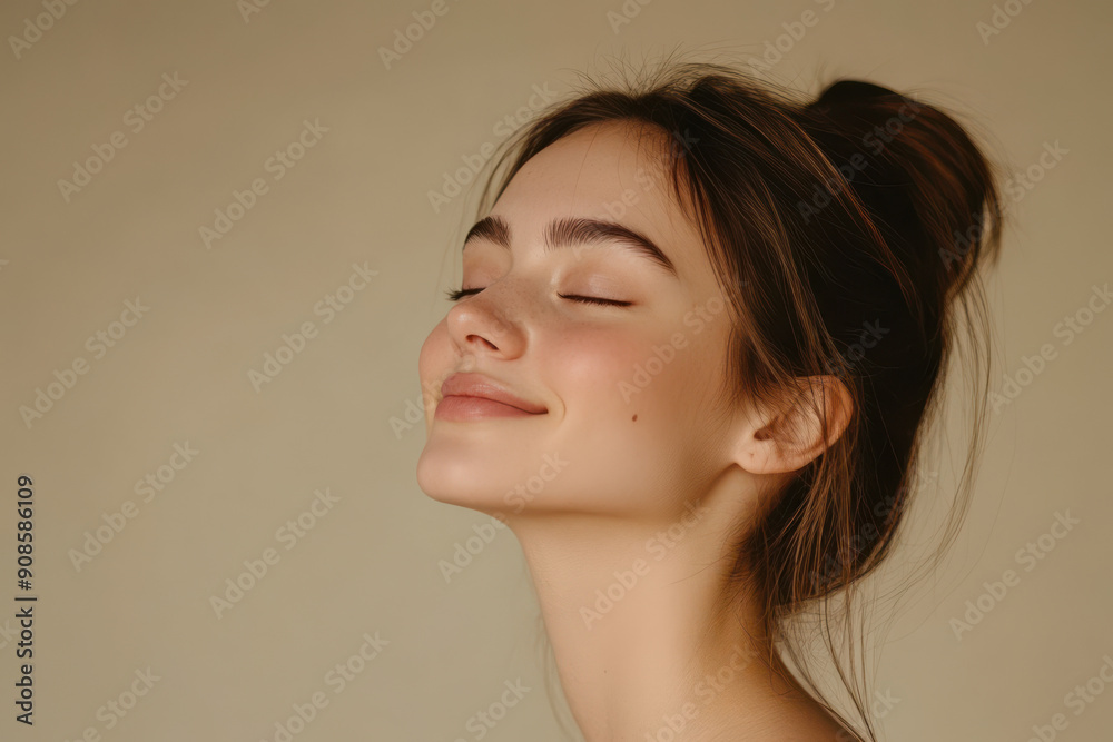 A close up of a girl's face with her eyes closed A close up of a girl's face with her eyes closed