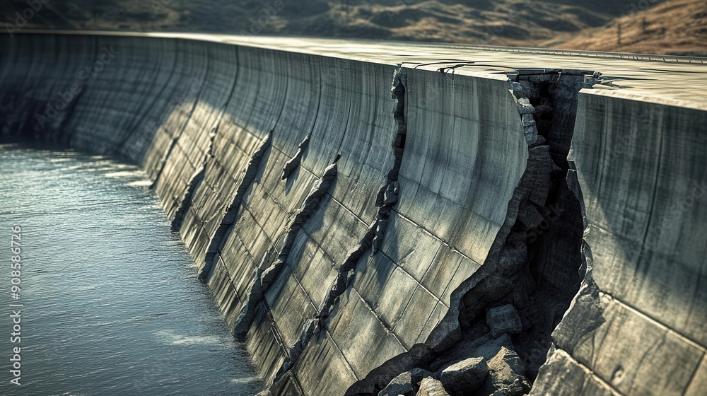 Cracked dam wall, illustrating the potential for catastrophic failure