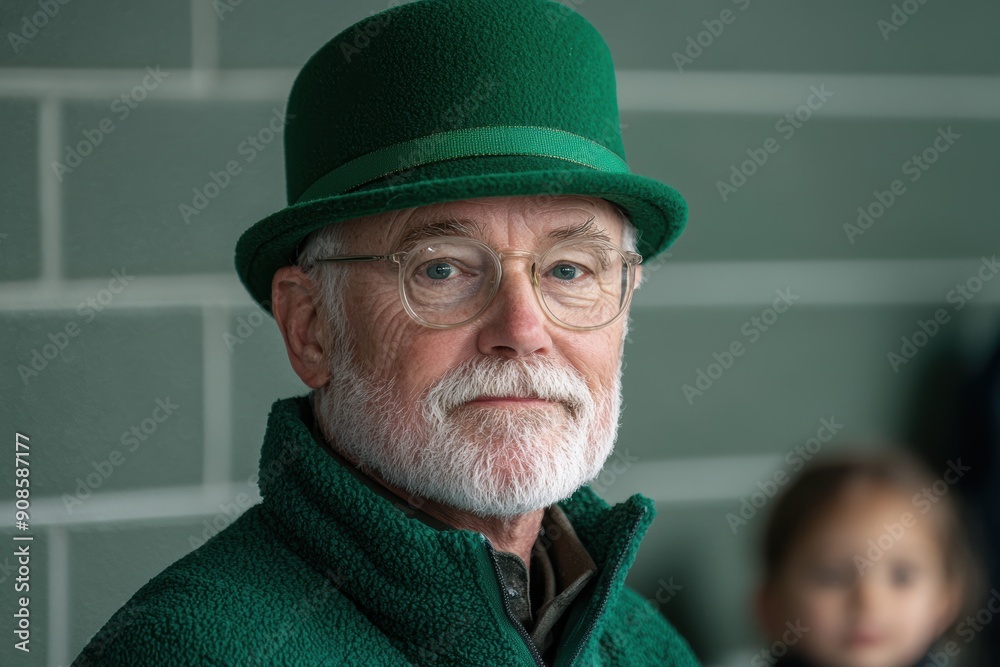 senior man in green hat and coat senior man in green hat and coat