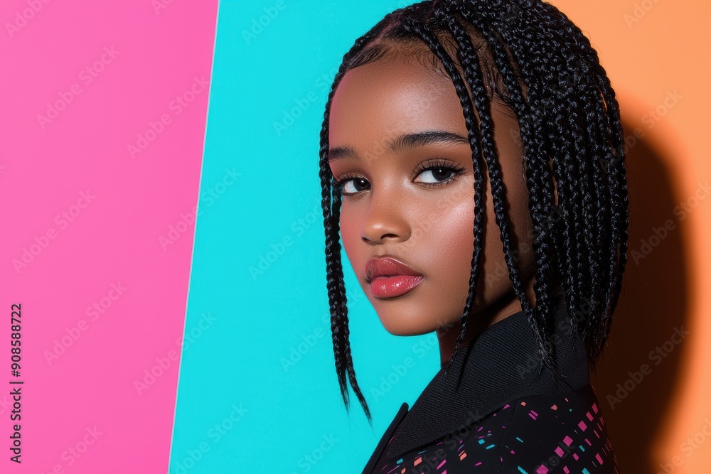 portrait of a young woman with braided hair portrait of a young woman with braided hair