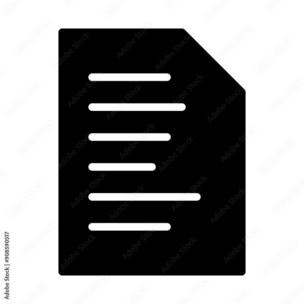 Vector icon of a piece of paper, symbol of a piece of paper with writing and folded flat design. Vector icon of a piece of paper, symbol of a piece of paper with writing and folded flat design.