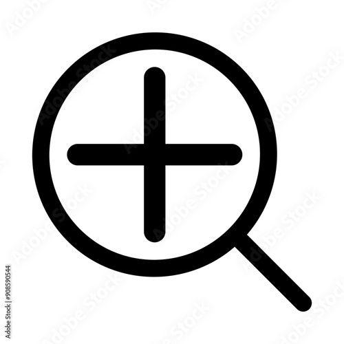The zoom plus vector icon is found on elements of websites or mobile apps, the symbol zooms in on the outline design.