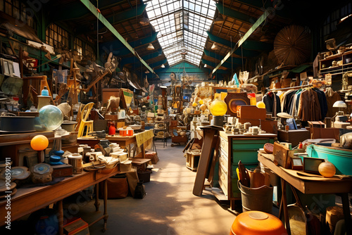 Buzzing Ambiance: Distinctive Mix of Antiques & Curios at the Thriving Flea Market photo