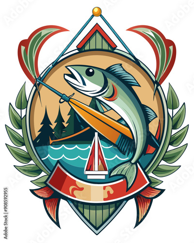 fishing vector colorful t-shirt design,fishing transparent background printable svg design photo