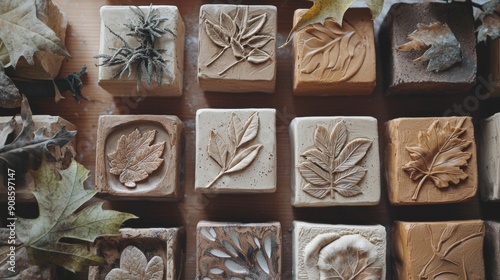 Nature-Inspired Handmade Soaps with Leaf Designs