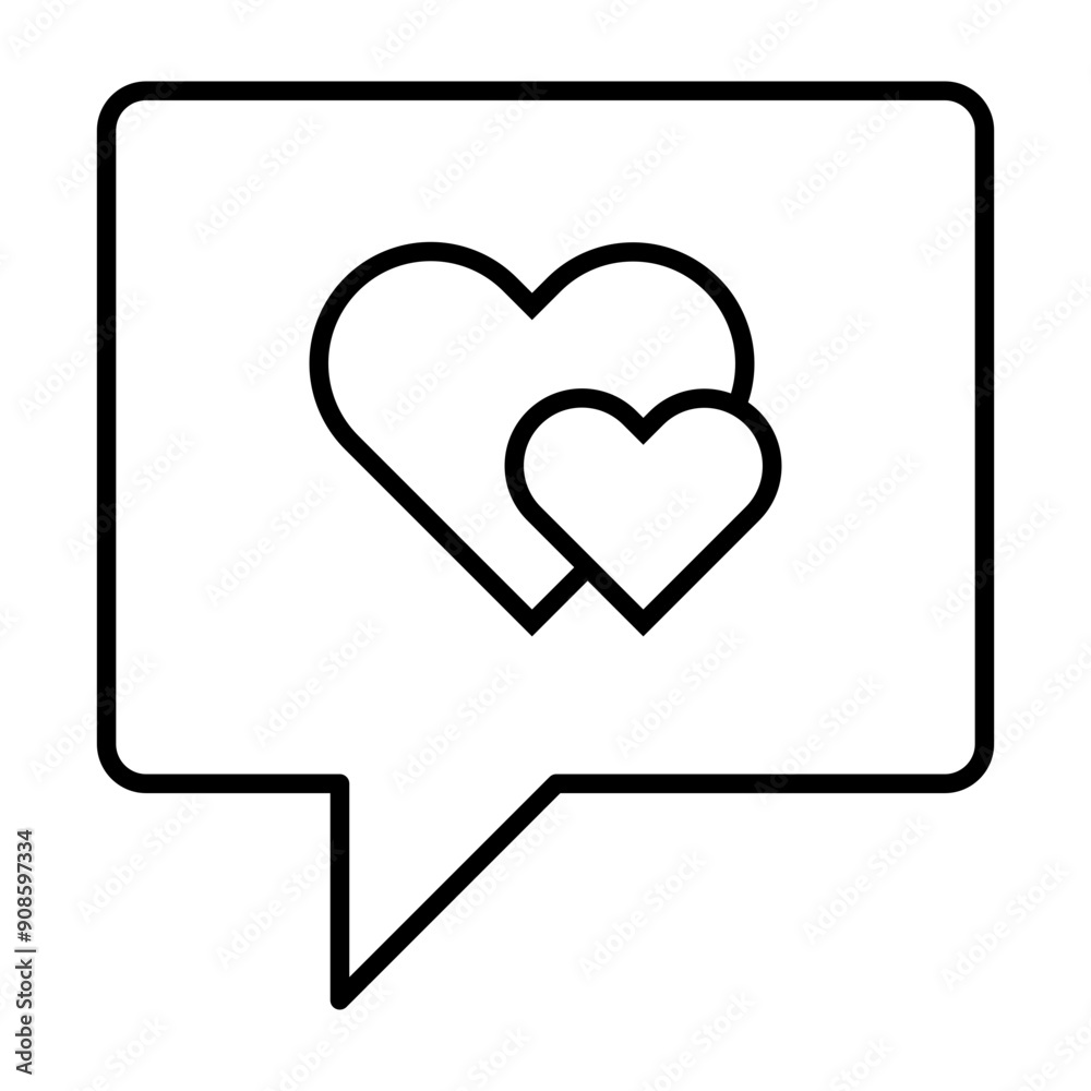 Speech Bubble black outline vector icon. Flat contour line pictogram Speech Bubble black outline vector icon. Flat contour line pictogram