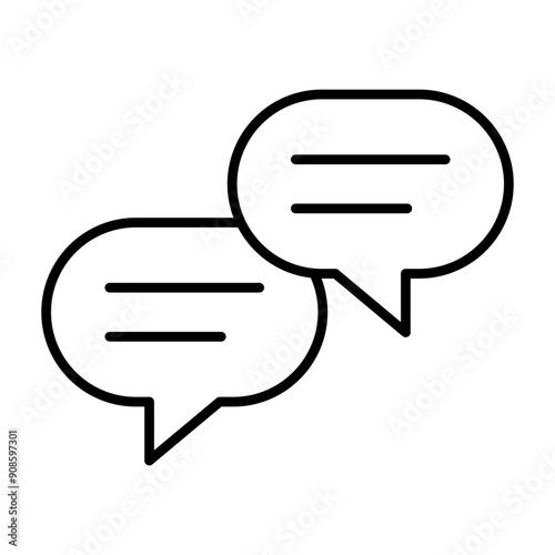 Speech Bubble black outline vector icon. Flat contour line pictogram