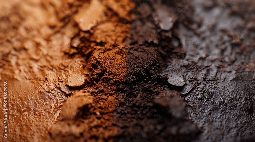 Close-up of Textured Brown and Black Powder Mixed Together in Abstract Pattern Close-up of Textured Brown and Black Powder Mixed Together in Abstract Pattern