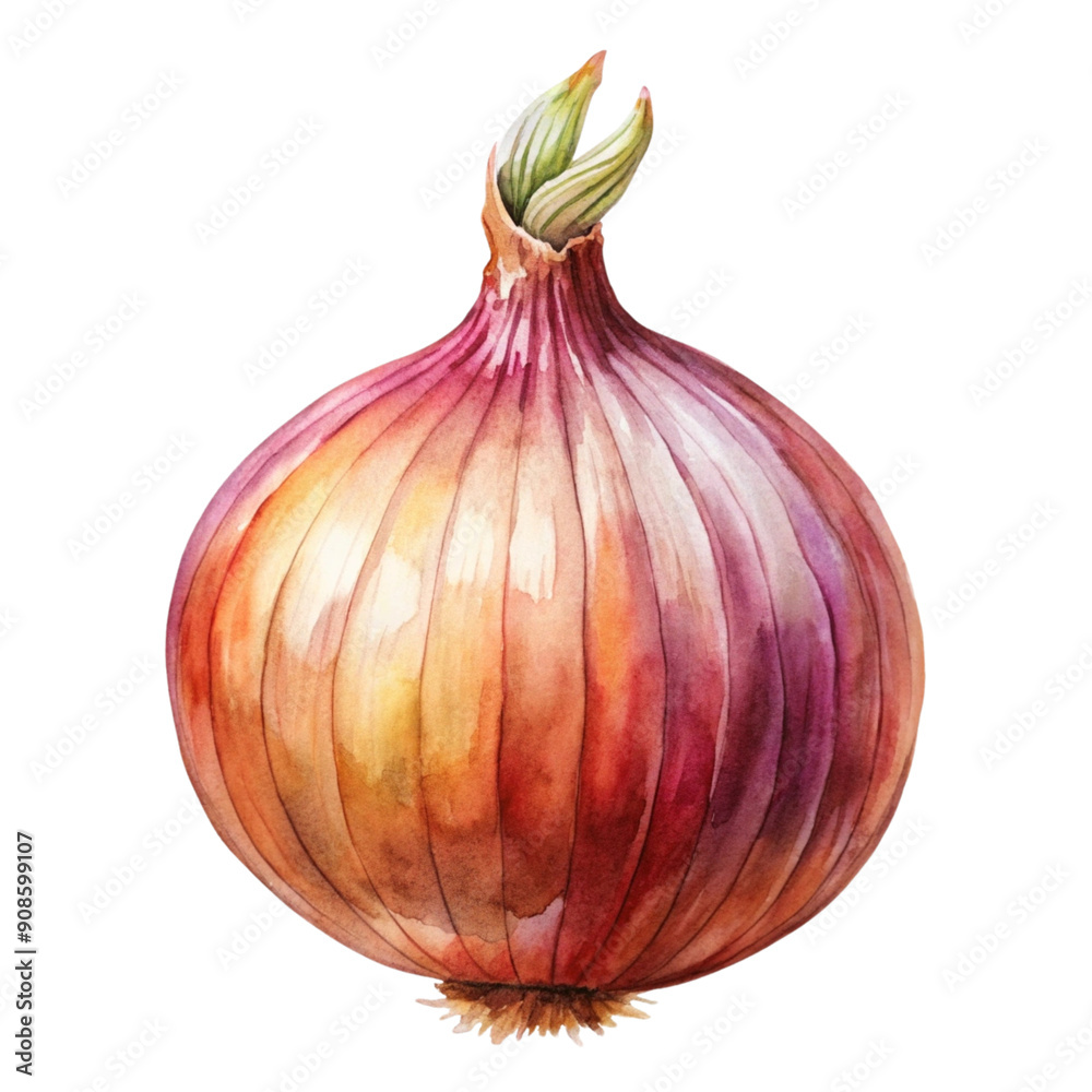 Fototapeta premium onion Watercolor style PNG file Transparent background