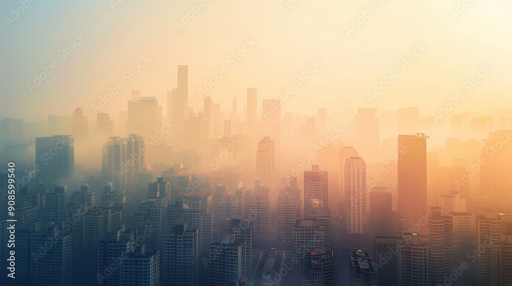 City Skyline Enveloped in Smog: Urban Pollution and Air Quality Concerns City Skyline Enveloped in Smog: Urban Pollution and Air Quality Concerns
