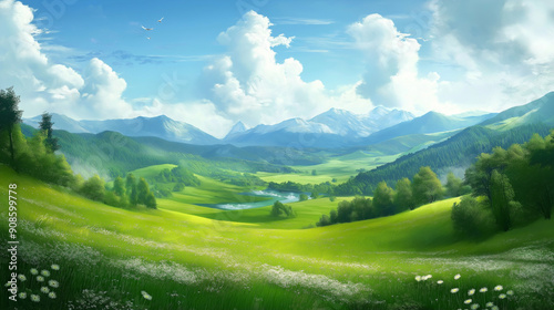 beautiful green landscape wallpaper 