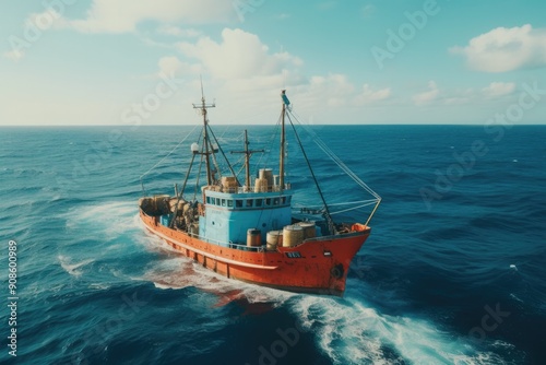 Fishing boat in ocean.