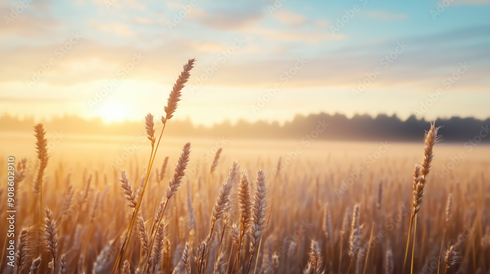 A serene landscape featuring golden wheat fields under a soft sunrise, capturing the beauty of nature and tranquility. A serene landscape featuring golden wheat fields under a soft sunrise, capturing the beauty of nature and tranquility.