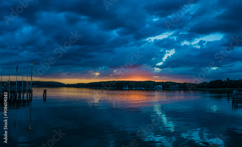 Fototapeta Naklejka Na Ścianę i Meble -  Sunset over Ukiel lake 2024