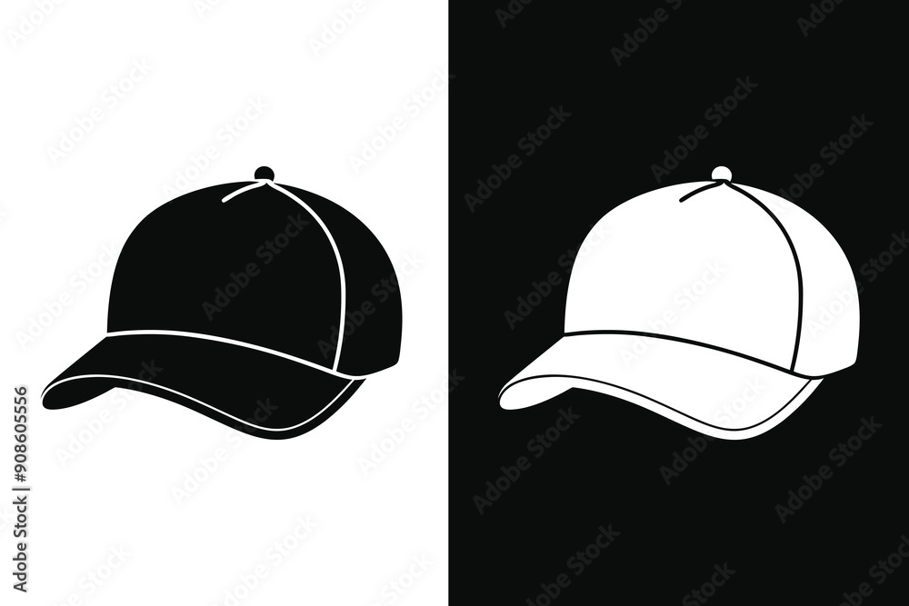 Black and white Color Cap Hat Mockup Black and white Color Cap Hat Mockup