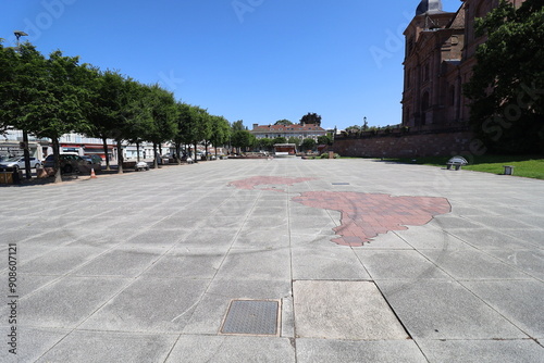 La place de le cathédrale, ville de Saint Dié des Vosges, département des Vosges, France photo