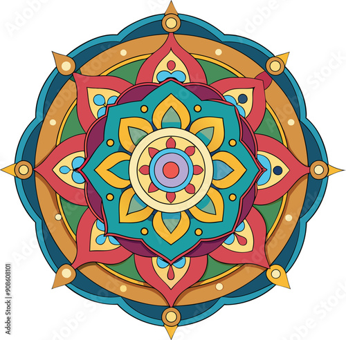 Sand Mandala vector design, Coloring Page  