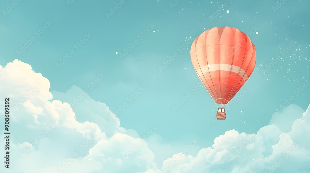 Naklejka premium Gently Floating Hot Air Balloon.