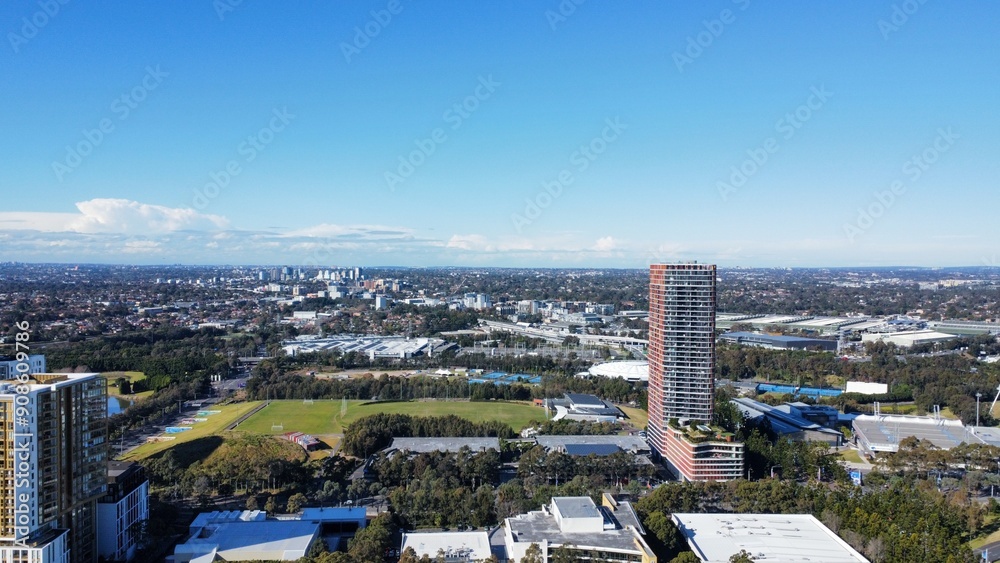 Fototapeta premium aerial view of sydney olympic park, stadium