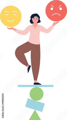 Mood balance concept. Woman control mental harmony