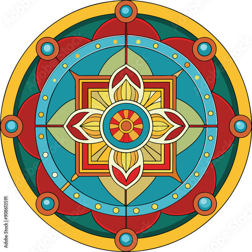 Sun Mandala Vector design, coloring page, uses for various 