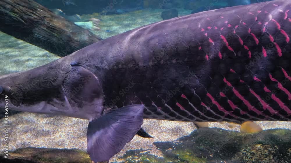 Amazon snakehead fish, Scales of the Amazon snakehead fish have a large ...