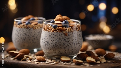 Overnight Chia Pudding with Almond Milk A Nutritious and Delicious Breakfast Alternative. photo