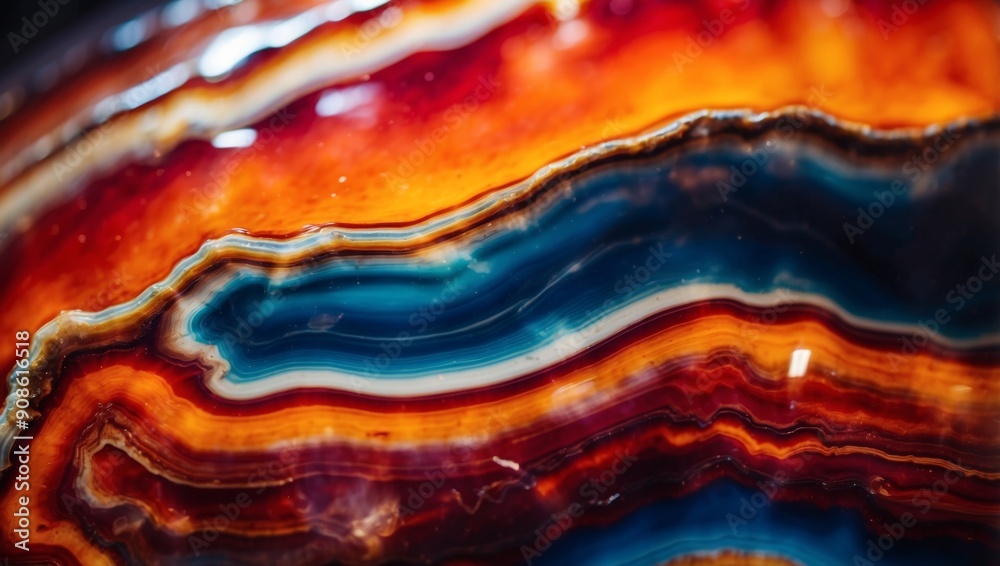 Vibrant Stripes of Polished Agate A Colorful Double Exposure Silhouette. Vibrant Stripes of Polished Agate A Colorful Double Exposure Silhouette.