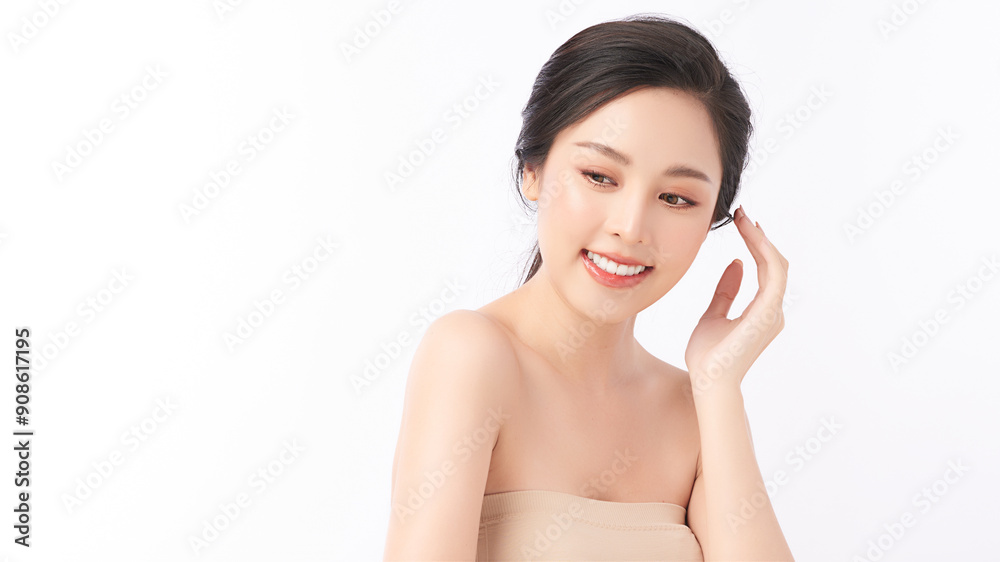 Beautiful young asian woman with clean fresh skin on white background, Face care, Facial treatment, Cosmetology, beauty and spa, Asian women portrait. Beautiful young asian woman with clean fresh skin on white background, Face care, Facial treatment, Cosmetology, beauty and spa, Asian women portrait.