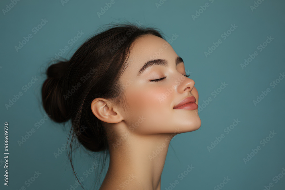 A close up of a girl's face with her eyes closed A close up of a girl's face with her eyes closed