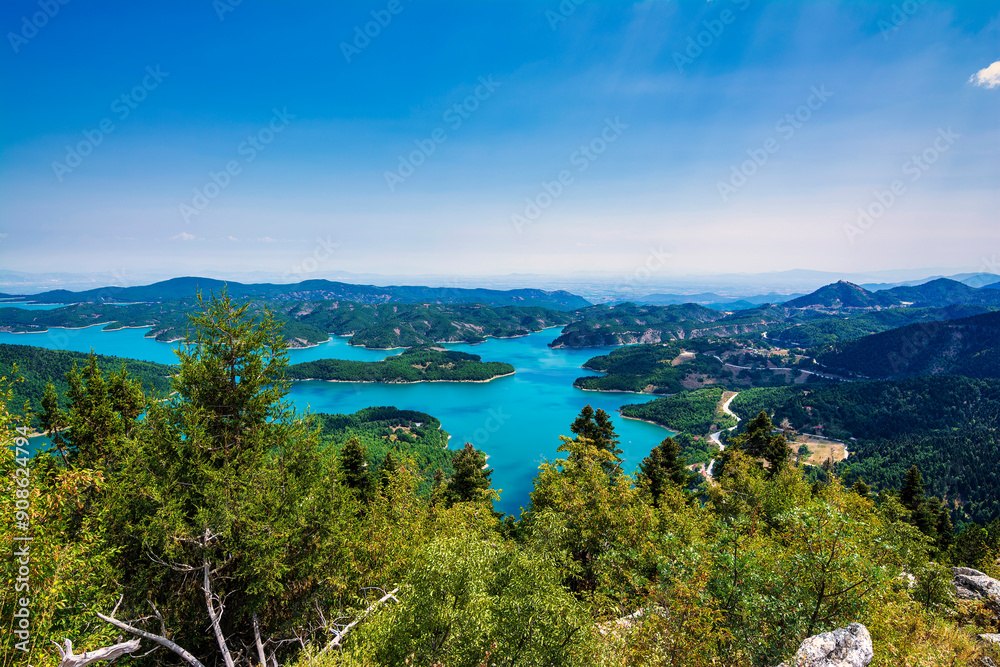 Fototapeta premium Idyllic landscape on the lake of Plastiras in central Greece.