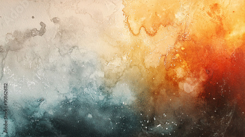 Photography of a watercolor artwork drying on a flat surface, with 4K detail showcasing the beautiful textures and the blending of colors as they settle on the paper  photo