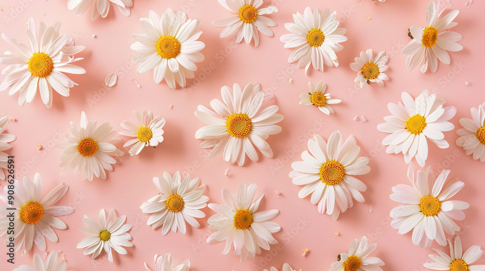 Obraz premium close-up daisy flower on a pink background