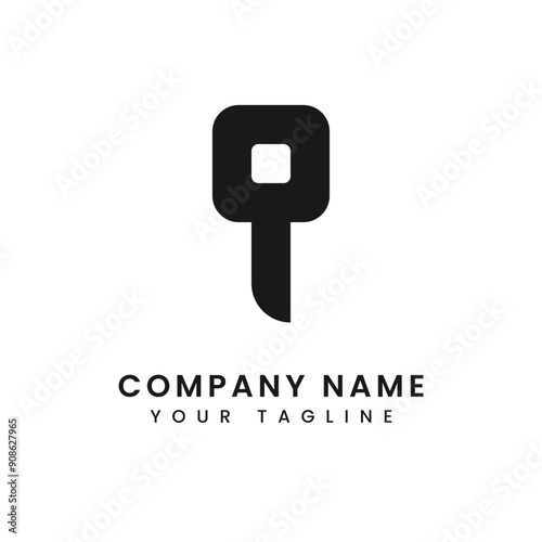 Minimalist flat key logo design for company design. Vector