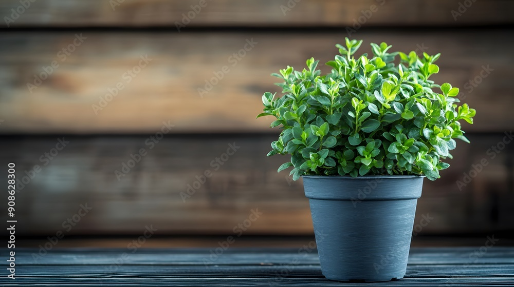 One elegant plant pot on a dark wooden surface, lush plant with vibrant foliage, background softly blurred with contrasting colors, soft ambient lighting, refined and sophisticated style, relaxed and One elegant plant pot on a dark wooden surface, lush plant with vibrant foliage, background softly blurred with contrasting colors, soft ambient lighting, refined and sophisticated style, relaxed and