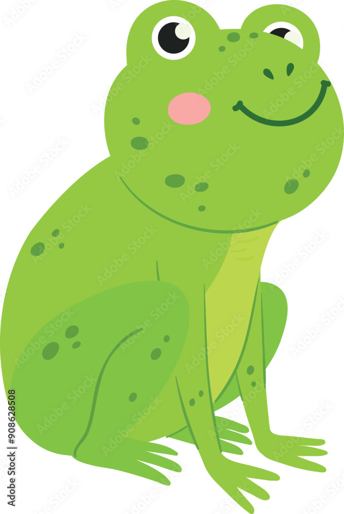 Fototapeta premium Cute frog sitting. Green wild nature animal