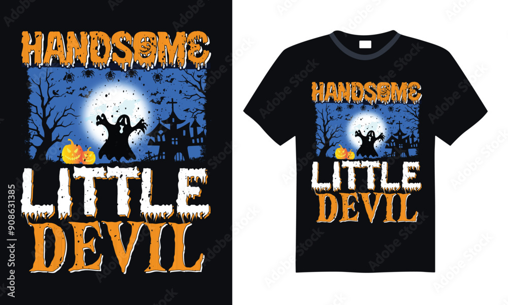Handsome little devil - Halloween T Shirt Design, Hand lettering inspirational quotes isolated on black background, used for prints on bags, poster, banner, flyer and mug, pillows. Handsome little devil - Halloween T Shirt Design, Hand lettering inspirational quotes isolated on black background, used for prints on bags, poster, banner, flyer and mug, pillows.