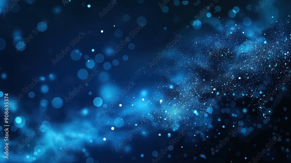 Dark blue background features glowing particles in various shapes and sizes creating a futuristic, high-tech effect. Glistering lights and colours dance across the screen. Dark blue background features glowing particles in various shapes and sizes creating a futuristic, high-tech effect. Glistering lights and colours dance across the screen.