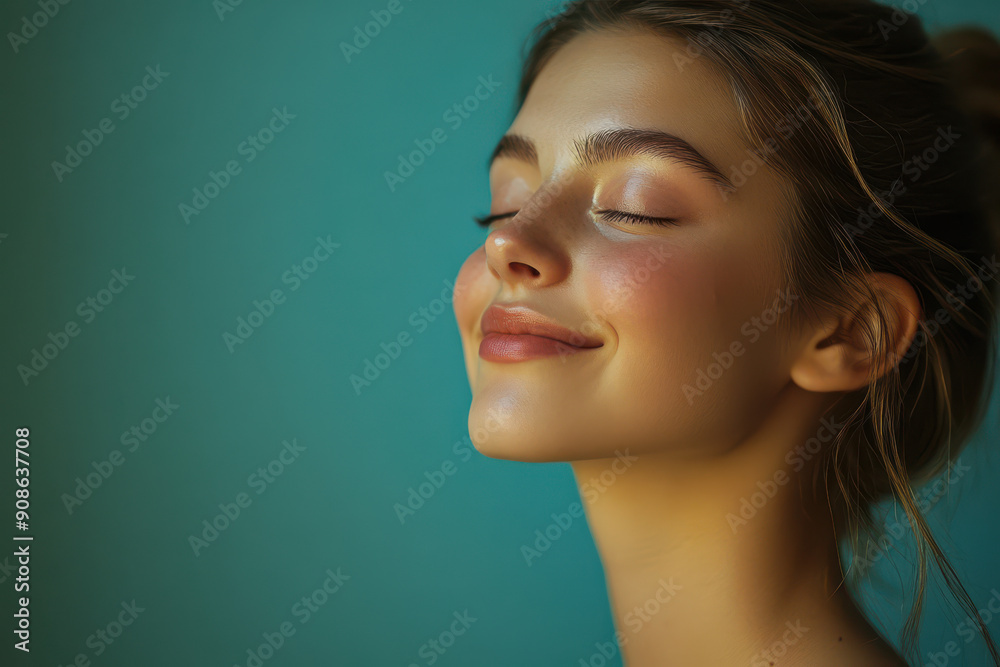 A close up of a girl's face with her eyes closed A close up of a girl's face with her eyes closed