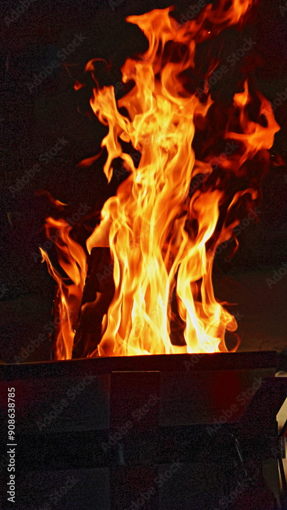 Obraz premium The flames leapt up into the sky