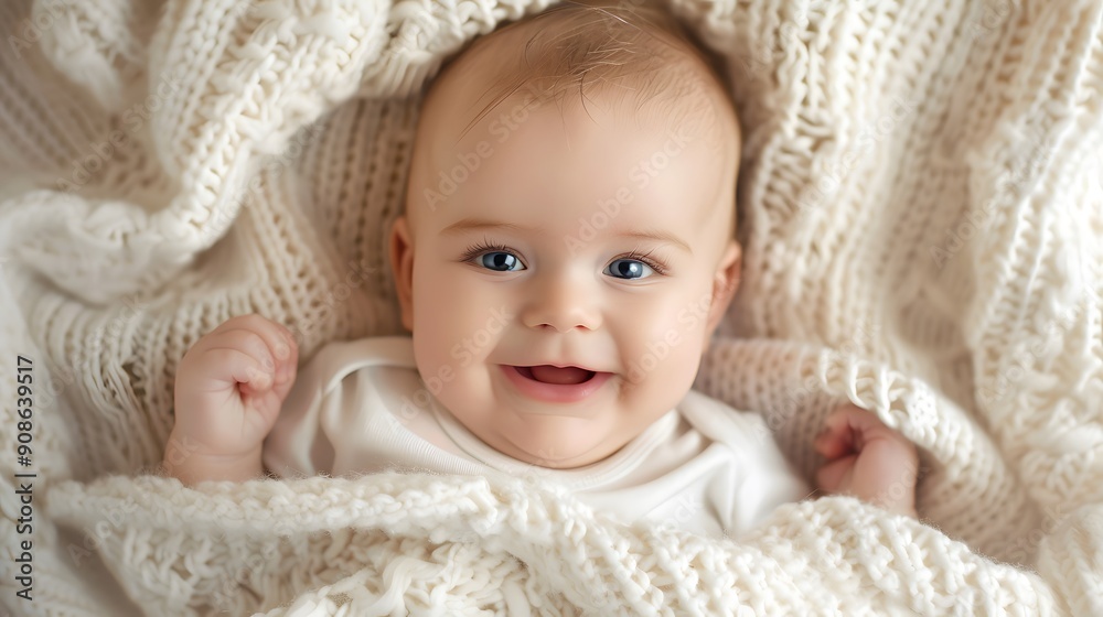 Cute smiling baby in a blanket Cute smiling baby in a blanket