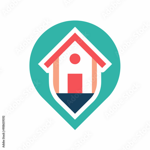 A House location logo home location pin house logo vector illustration