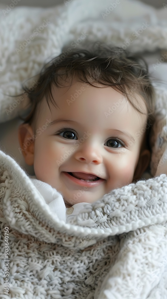 Cute smiling baby in a blanket Cute smiling baby in a blanket