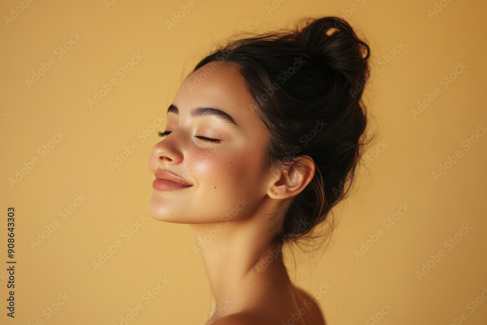 A close up of a girl's face with her eyes closed A close up of a girl's face with her eyes closed